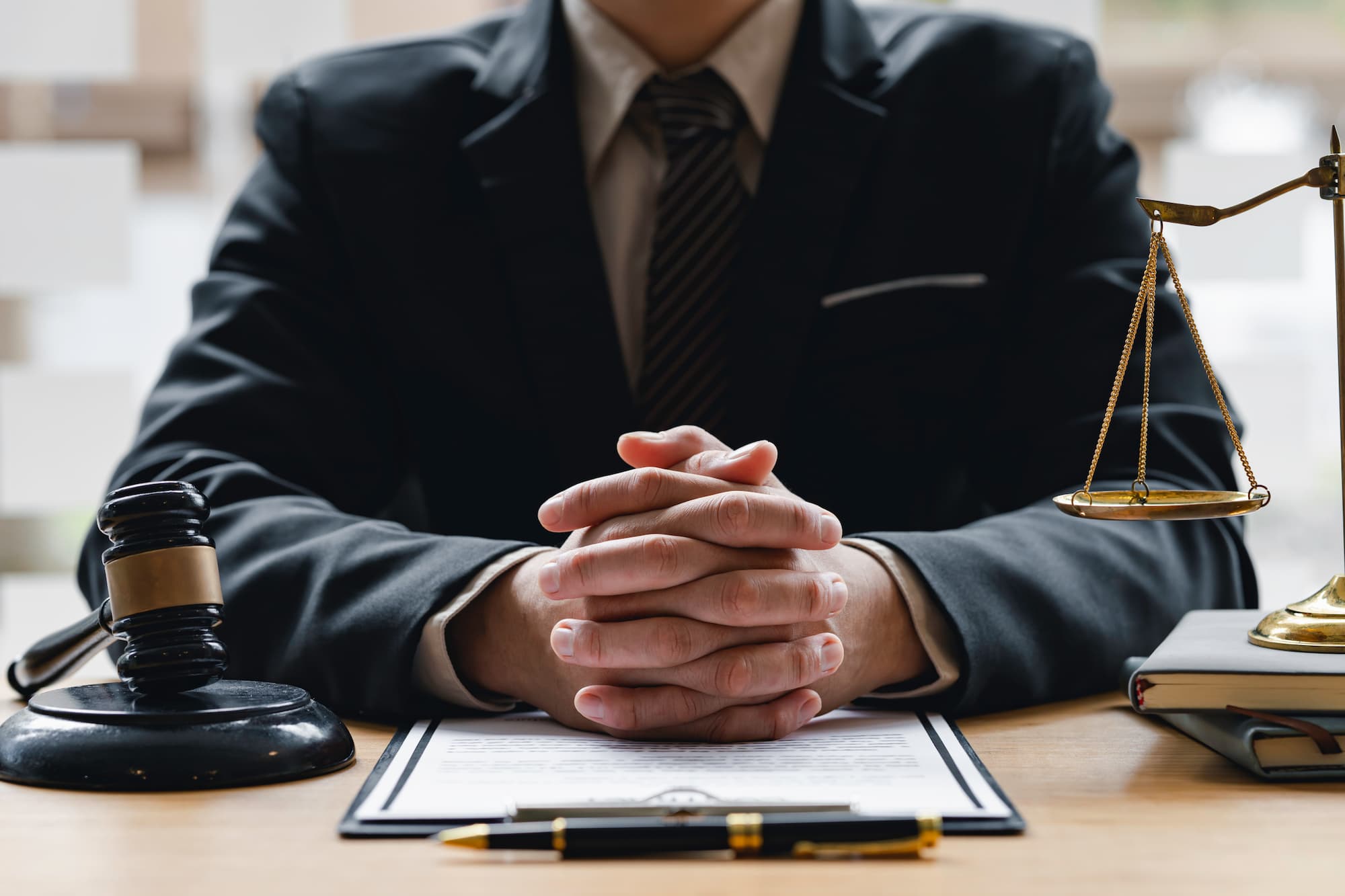 a lawyer at a desk